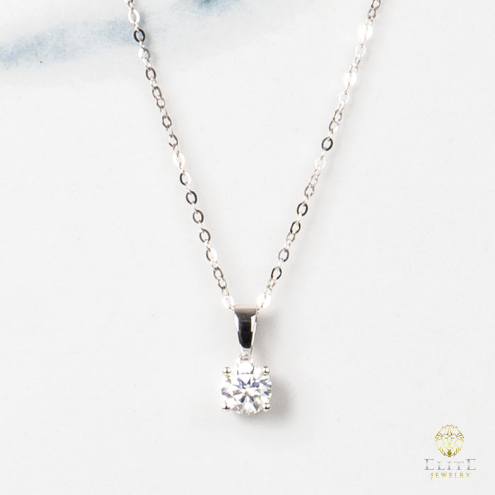 Cadena Oro Blanco Real 14K con Piedra VVS Moissanite Blanca