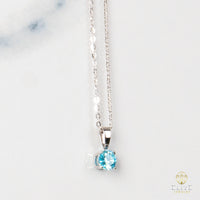 Cadena Oro Blanco Real 14K con Piedra VVS Moissanite Azul - Elite Jewelry Store 