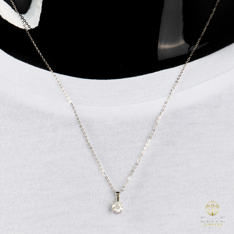 Cadena Oro Blanco Real 14K con Piedra VVS Moissanite Blanca