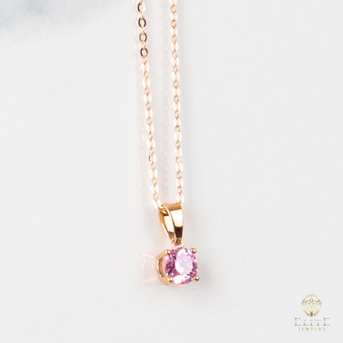 Cadena Oro Rosado Real 14K con Piedra VVS Moissanite Rosita