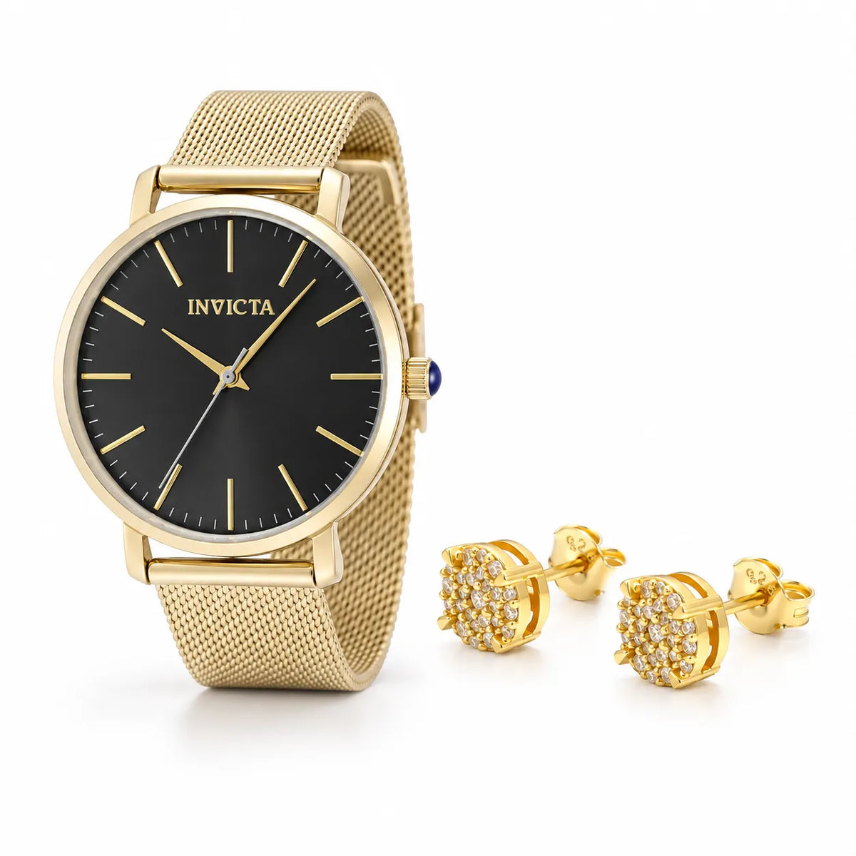 Oferta #140 - Invicta Angel 38mm · Dorado + Pantallas Corona Real · 100% Moissanite · Dorado