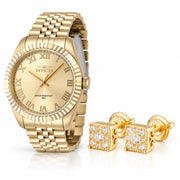Oferta #143 - Invicta Specialty 43mm · Dorado + Pantallas Cuadradas Halo · 100% Moissanite · Dorado