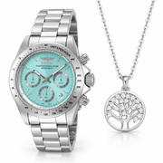 Oferta #150 - Invicta Speedway 39.5mm - Acero inoxidable + Pendant Árbol de Vida 100% Moissanite + Cadena Gratis - Plata
