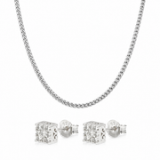 Oferta #155 - Cubana 3mm Plata + Pantallas Cuadradas Halo - 100% Moissanite Plata