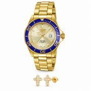 Oferta #159 - Invicta Pro Diver 40mm - Dorado + Pantallas De Cruz Delgada - 100% Moissanite - Dorado