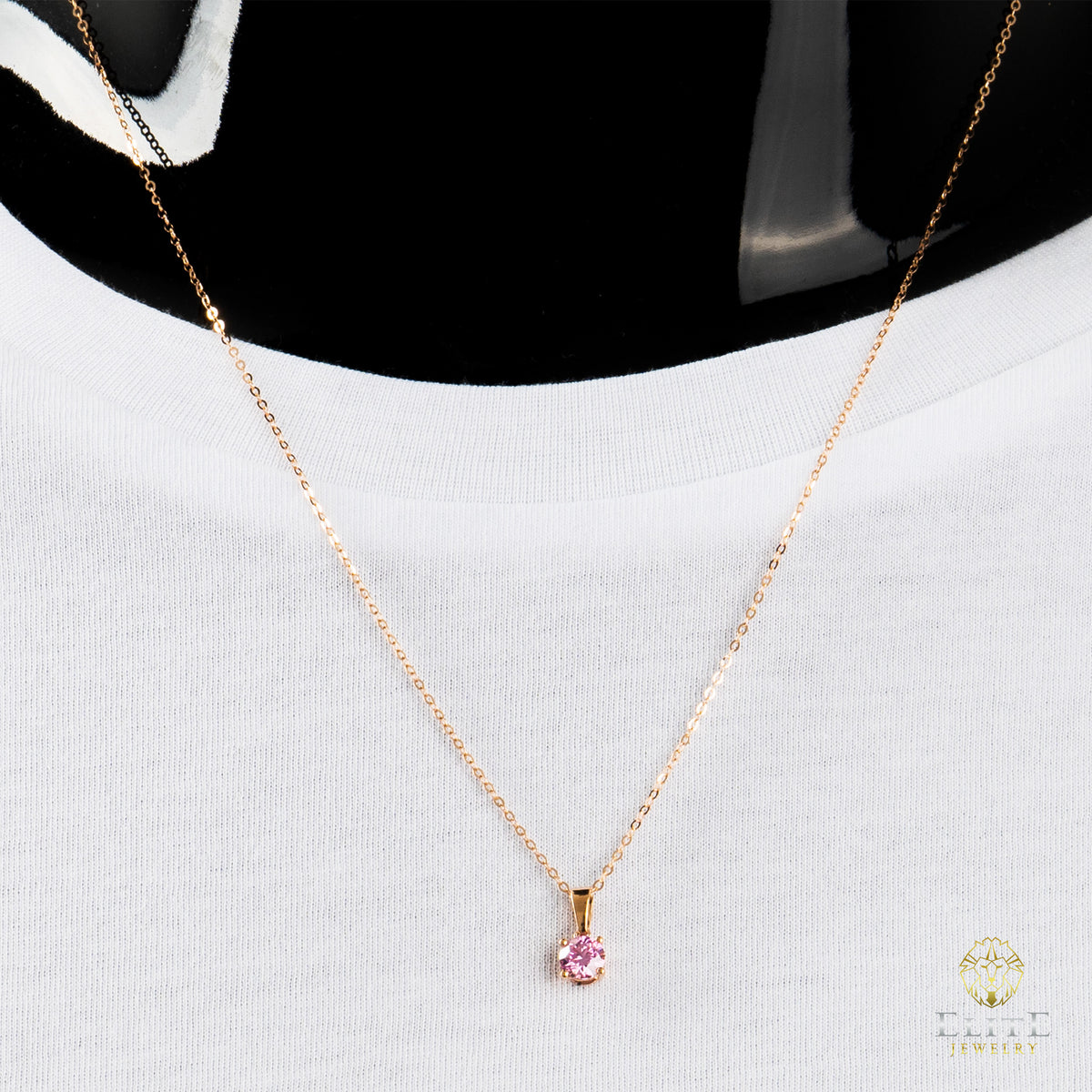 Cadena Oro Rosado Real 14K con Piedra VVS Moissanite Rosita