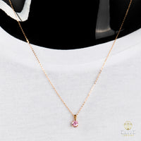 Cadena Oro Rosado Real 14K con Piedra VVS Moissanite Rosita