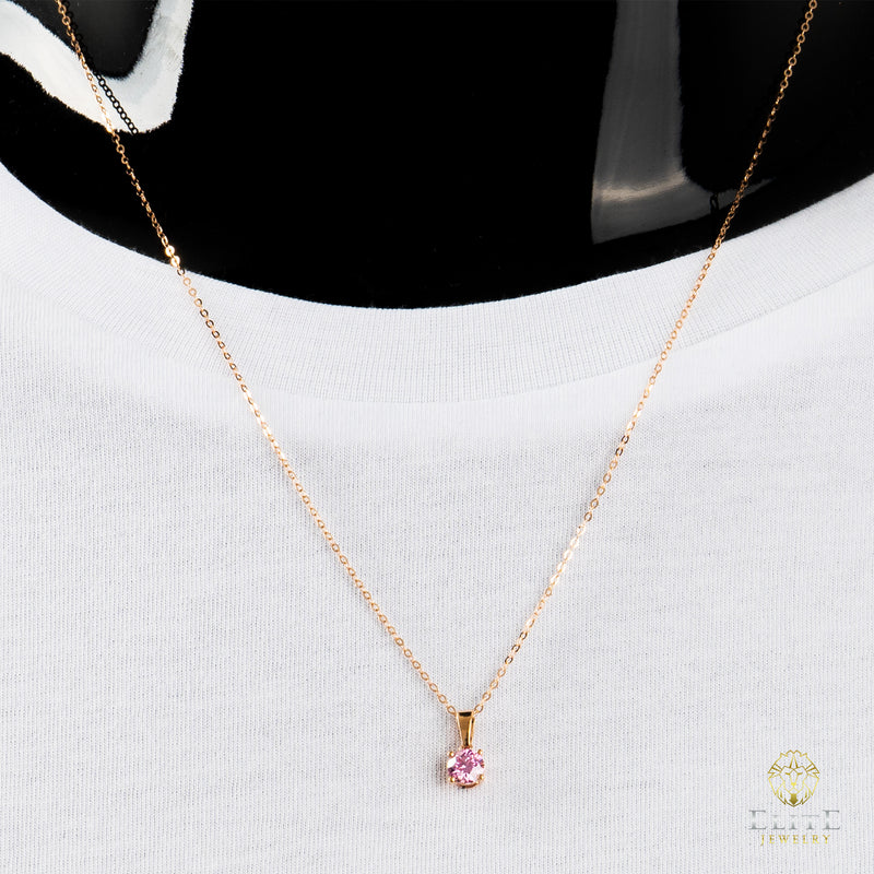 Cadena Oro Rosado Real 14K con Piedra VVS Moissanite Rosita