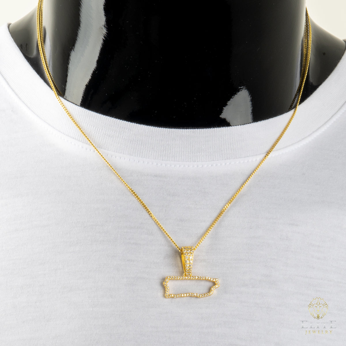 Puerto Rico Con Piedras Moissanite + Cadena