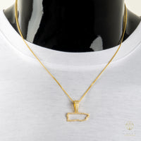 Puerto Rico Con Piedras Moissanite + Cadena