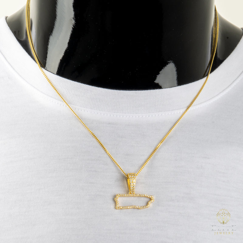 Puerto Rico Con Piedras Moissanite + Cadena