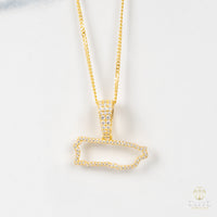 Puerto Rico Con Piedras Moissanite + Cadena