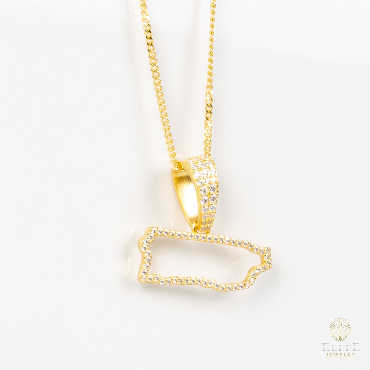 Puerto Rico Con Piedras Moissanite + Cadena