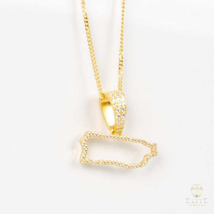 Puerto Rico Con Piedras Moissanite + Cadena