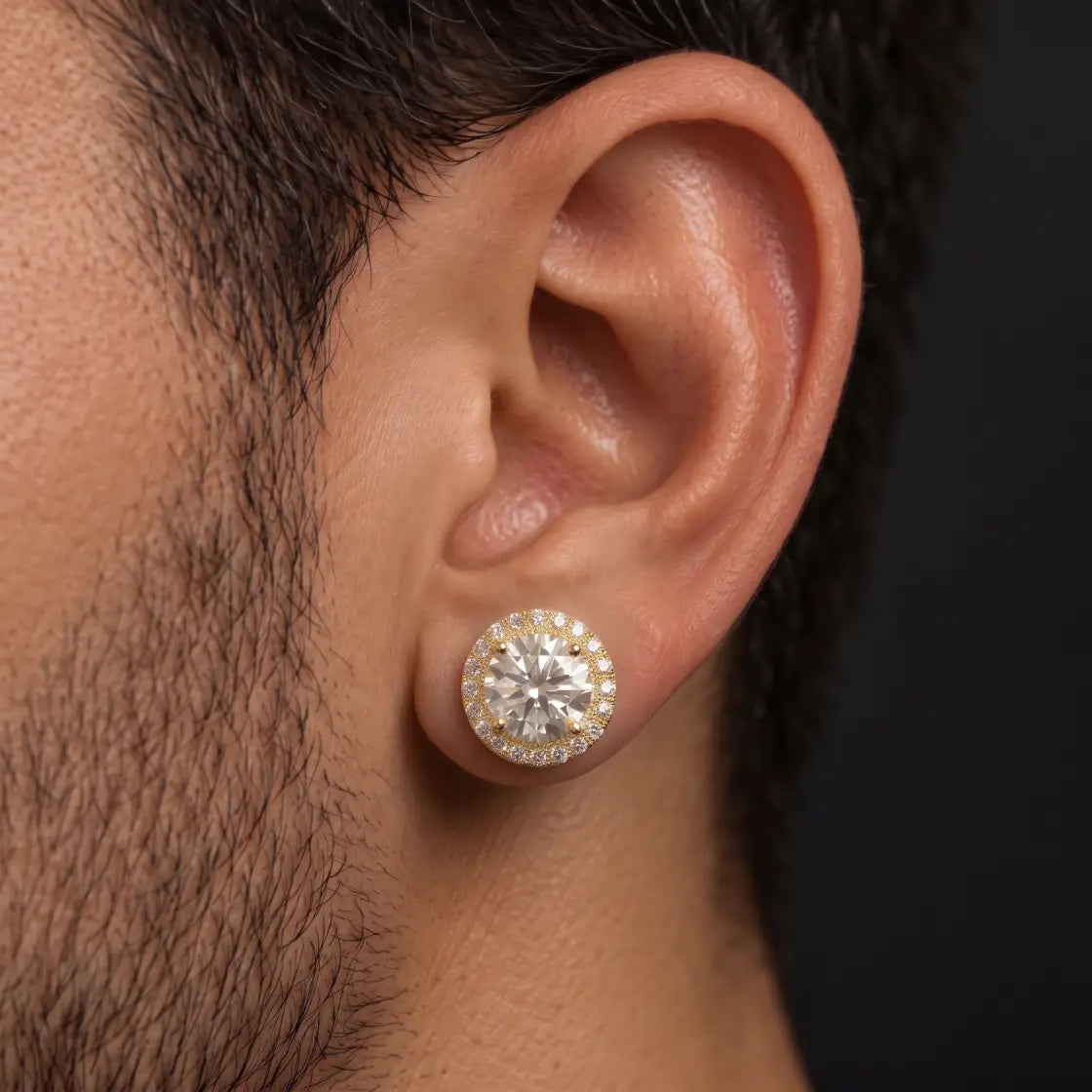 Pantallas Redondas 9mm - 100% Moissanite (Dorado)