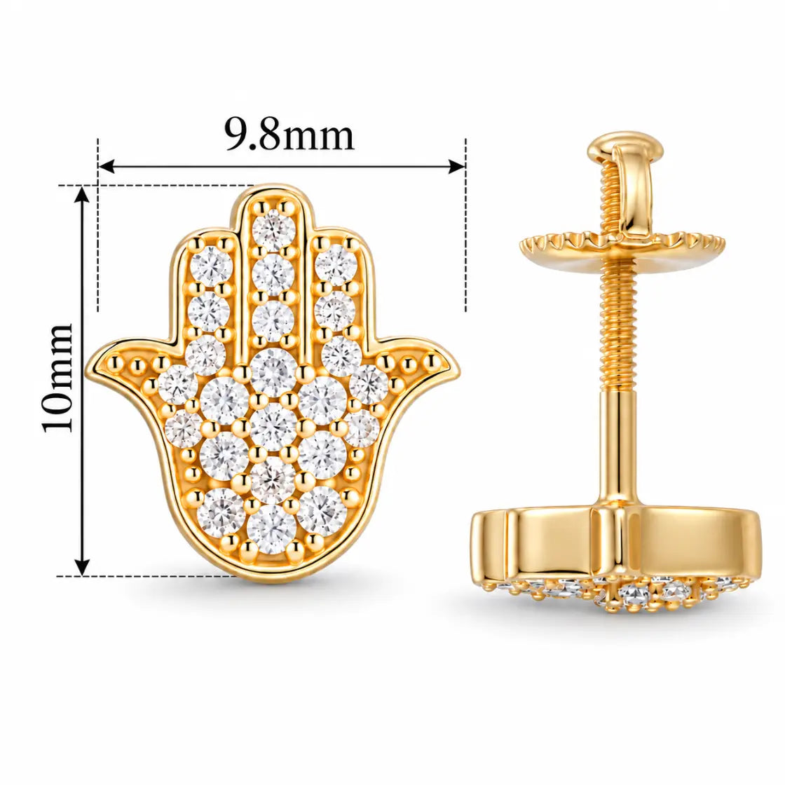 Pantallas Mano de Fátima - 100% Moissanite (Dorado/plata)