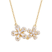 Pendant Dúo de Flores 100% Moissanite + Cadena Gratis