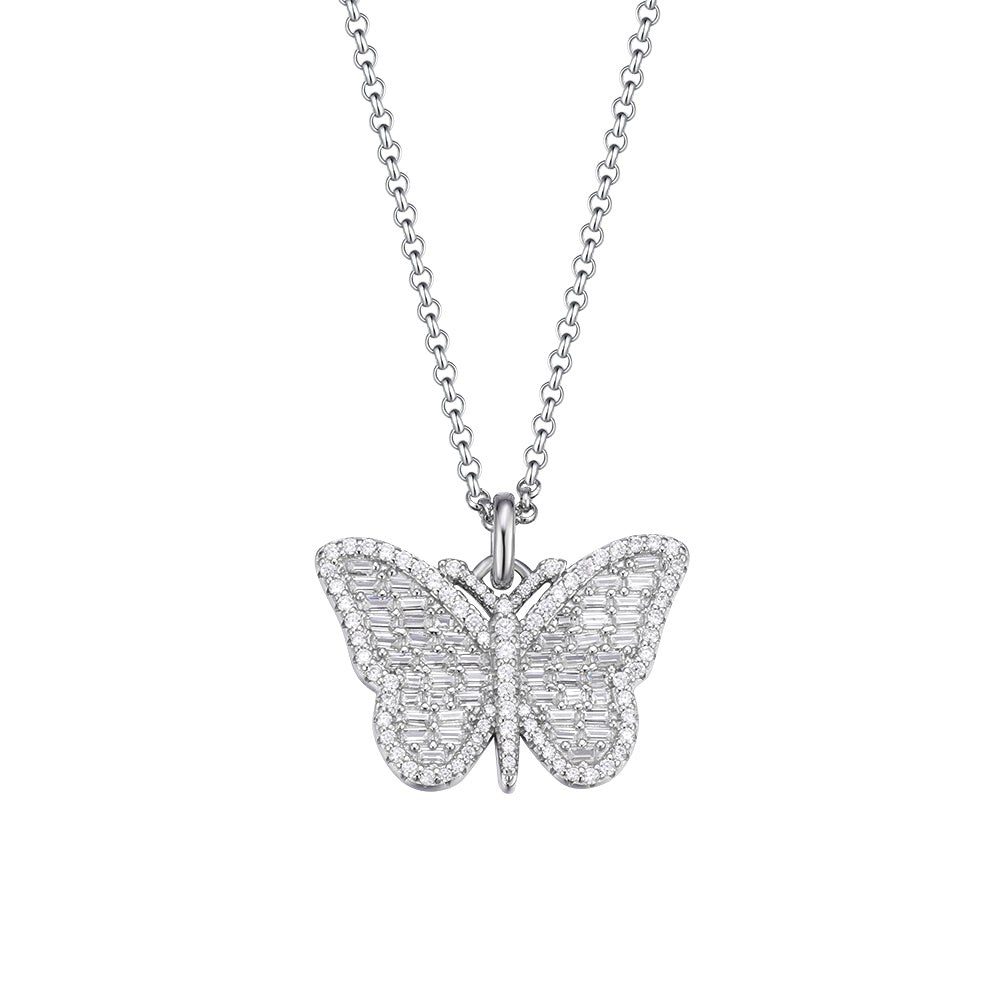 Pendant Mariposa Royale 100% Moissanite + Cadena Gratis