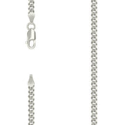 Cadena Cubana Plana Sólida 3mm (Plata) (Plata 925)