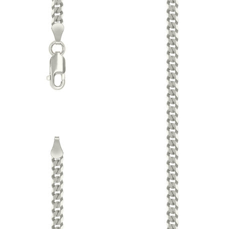 Cadena Cubana Plana Sólida 3mm (Plata) (Plata 925)