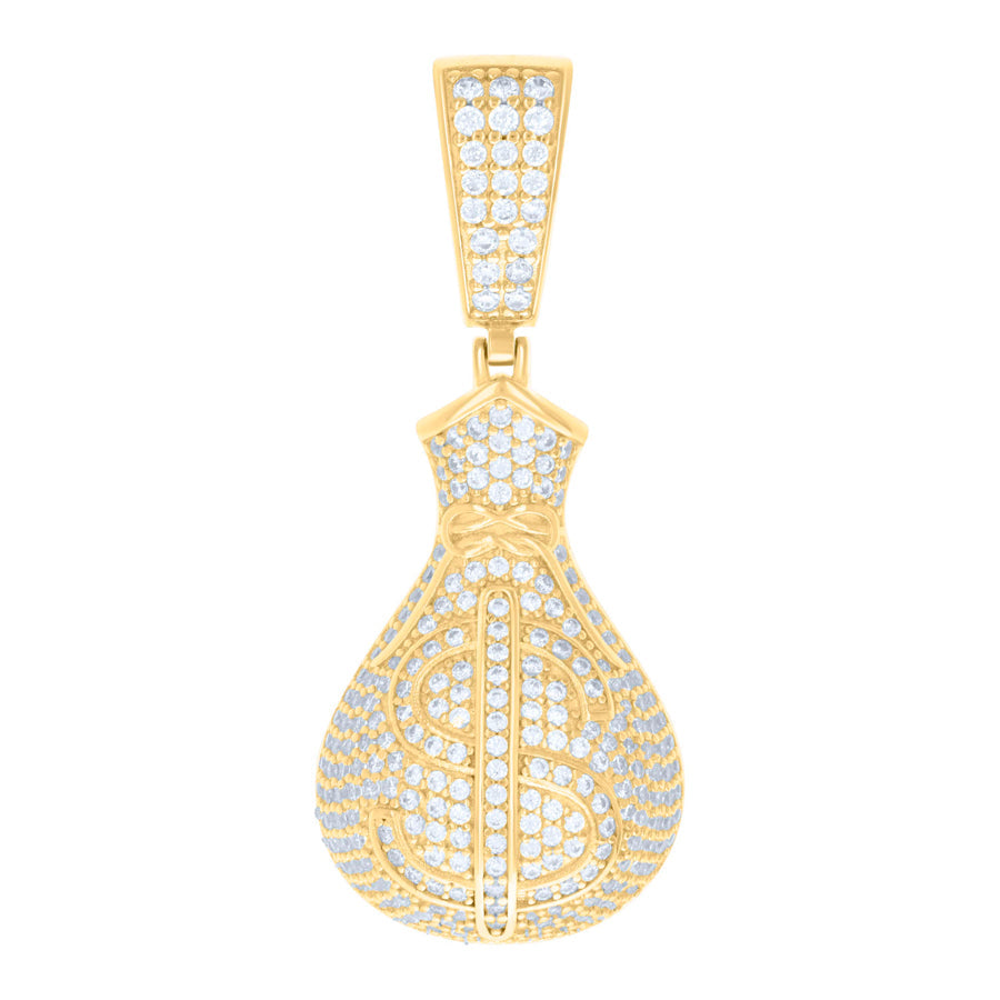 Pendant Bolsa de Dinero Pavé (Dorado) (Plata 925)