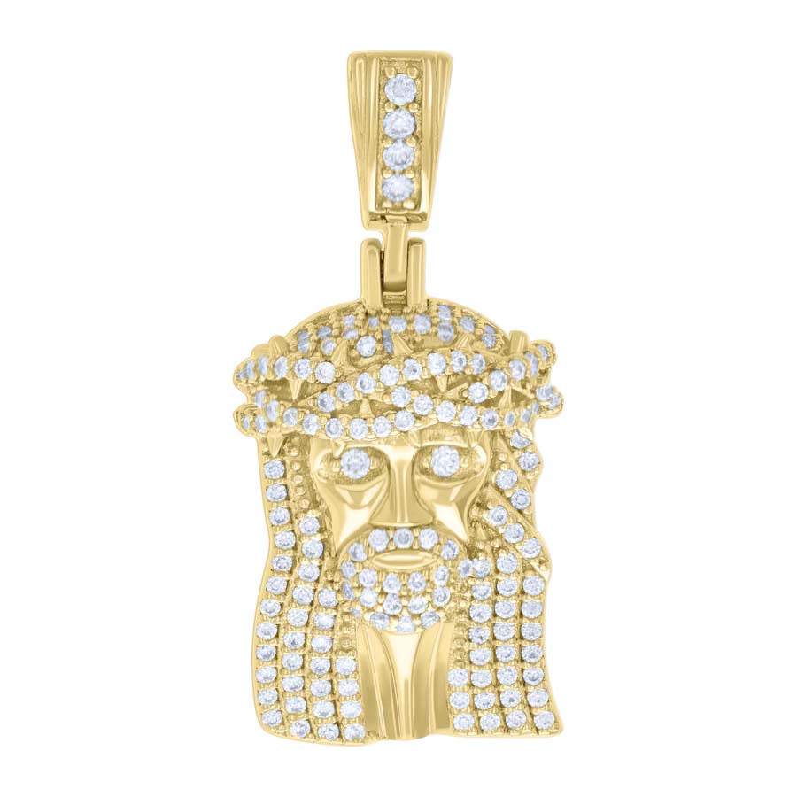 Pendant Rostro de Jesús Corona Pavé Cruzada (Dorado) (Plata 925)