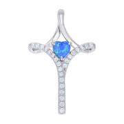 Pendant Cruz Corazón con Ópalo (Plata) (Plata 925)