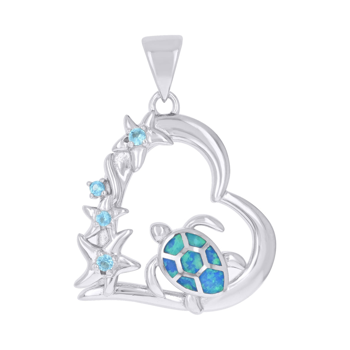 Pendant Corazón Océano con Ópalo (Plata) (Plata 925)