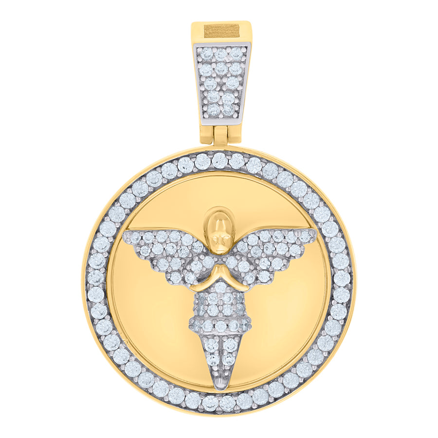 Pendant Medallón Ángel Guardián (Dorado y Plata) (Plata 925)
