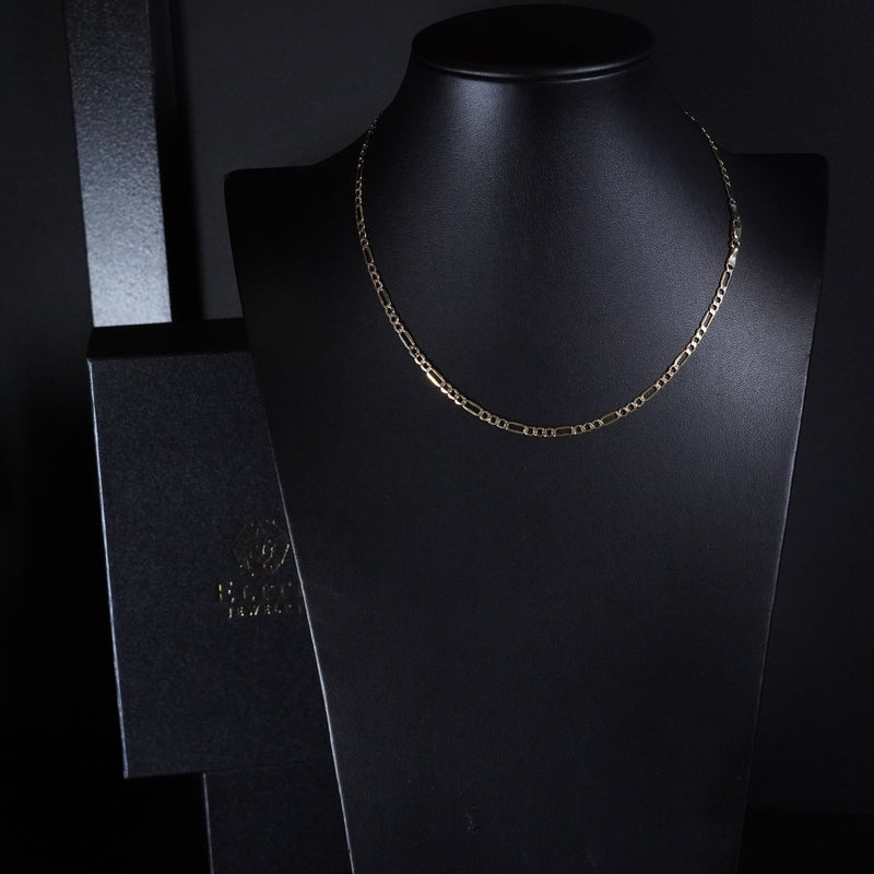 Cadena Figaro Pave 3mm Oro 10K