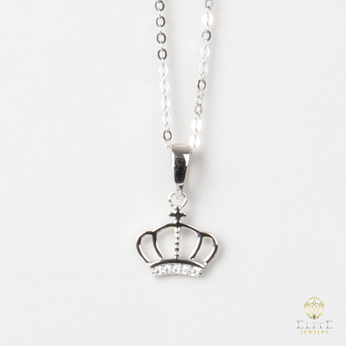 Cadena Oro Blanco Real 14K de Corona Redonda con Piedras VVS Moissanite