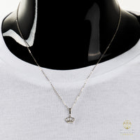 Cadena Oro Blanco Real 14K de Corona Redonda con Piedras VVS Moissanite