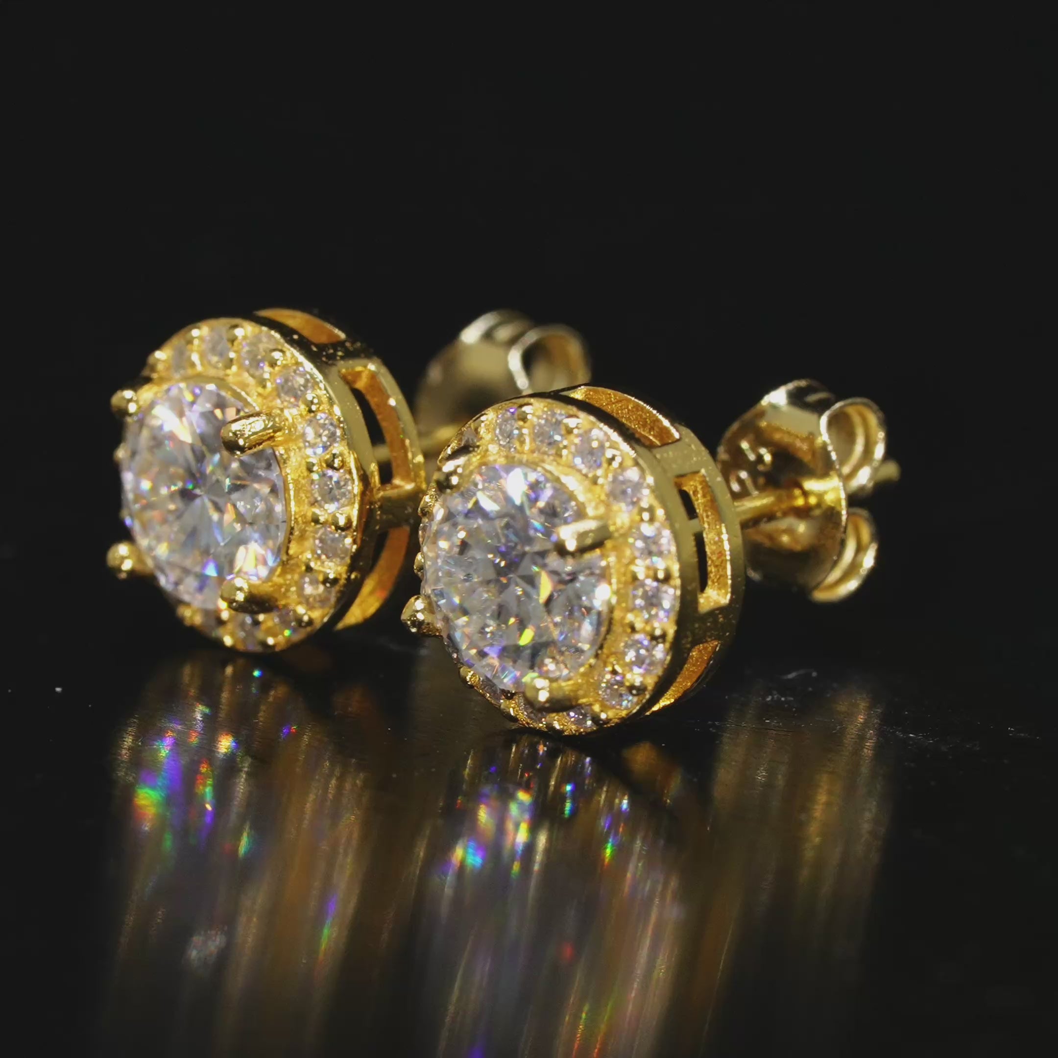 Cargar vídeo: Pantallas Redondas 9mm - 100% Moissanite (Dorado)