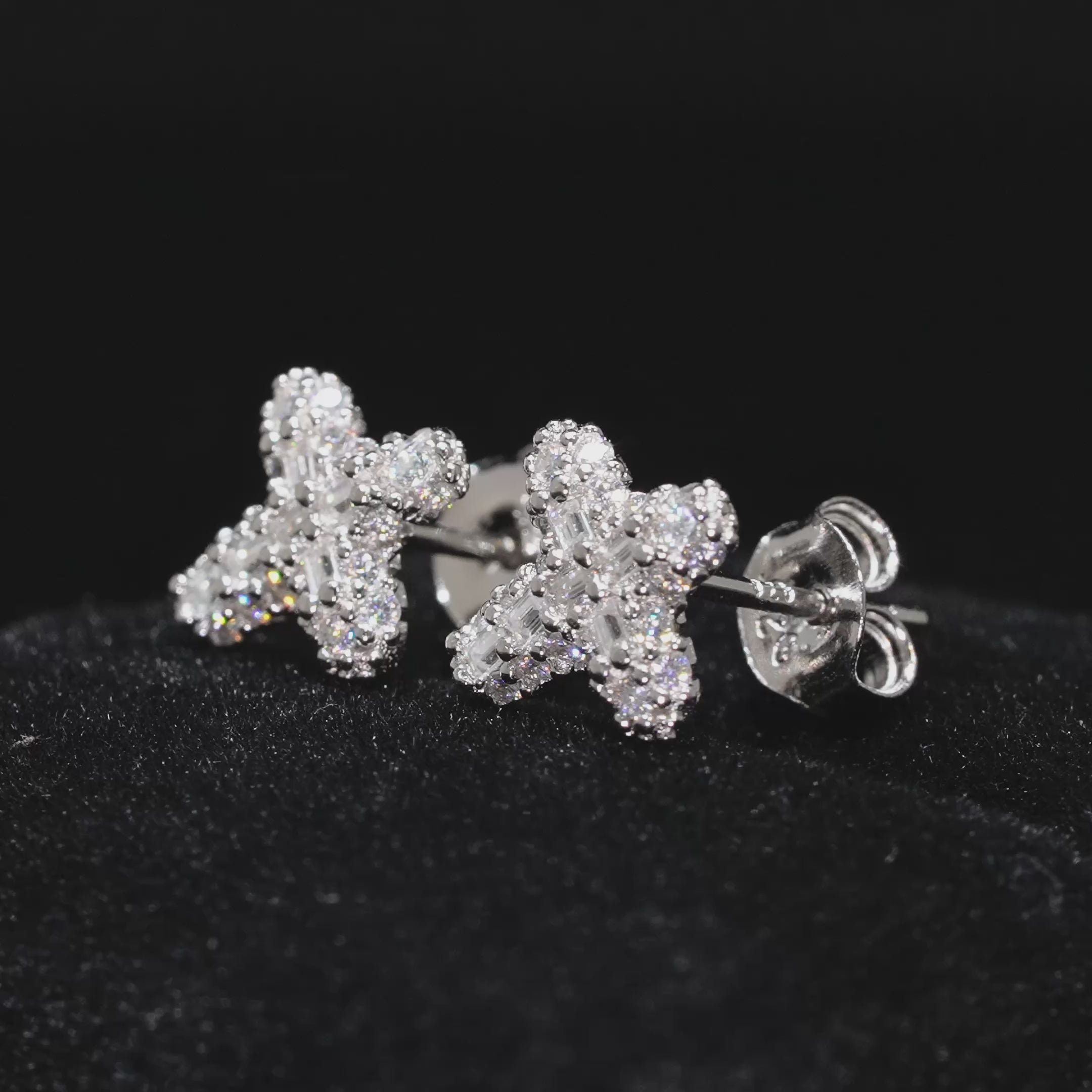 Cargar vídeo: Pantallas De Cruz Delgada - 100% Moissanite (Plata)