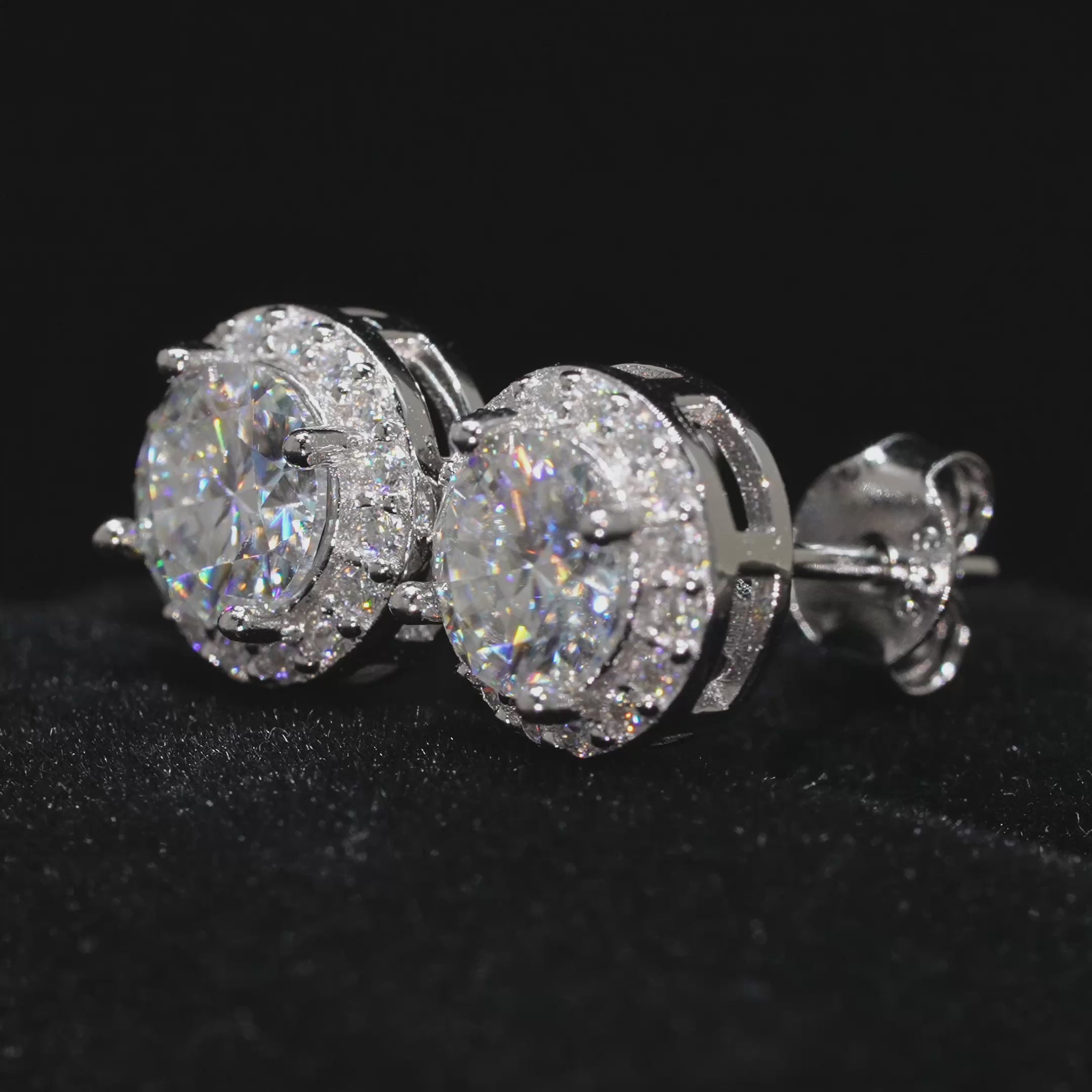 Cargar vídeo: Pantallas Redondas 9mm - 100% Moissanite (Plata)