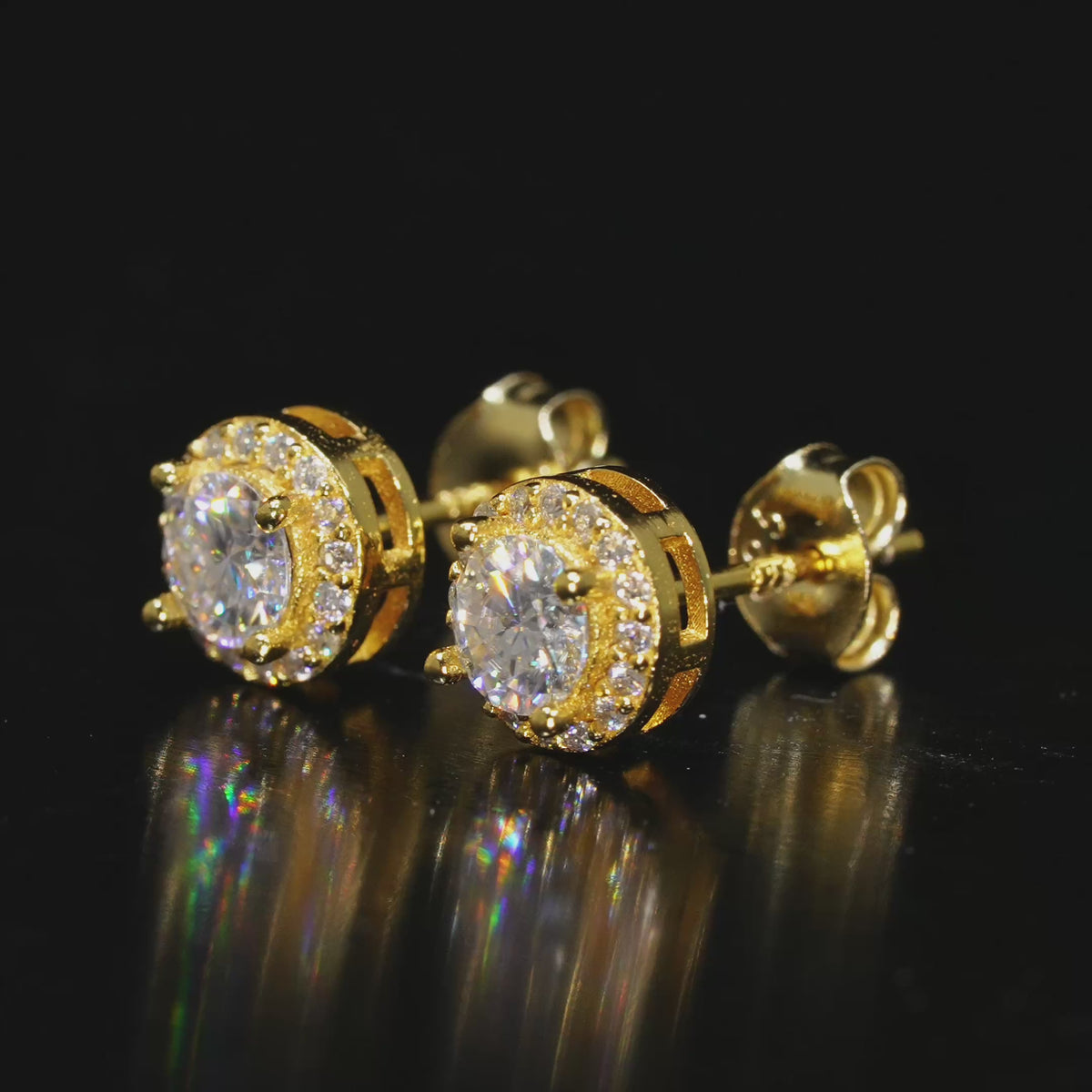 Cargar vídeo: Pantallas Redondas 7mm - 100% Moissanite (Dorado)