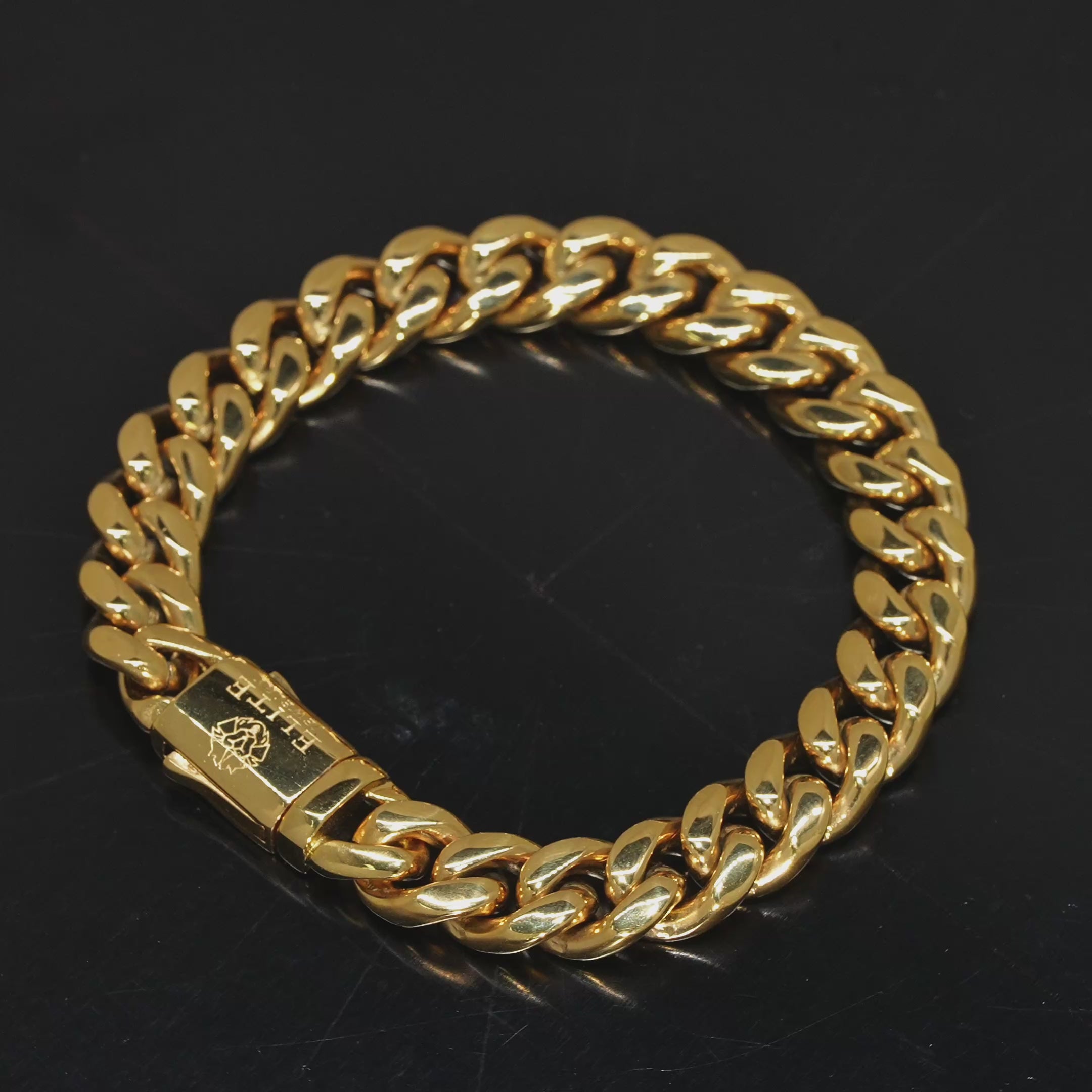 Cargar vídeo: Pulsera Cubana 10mm Dorada
