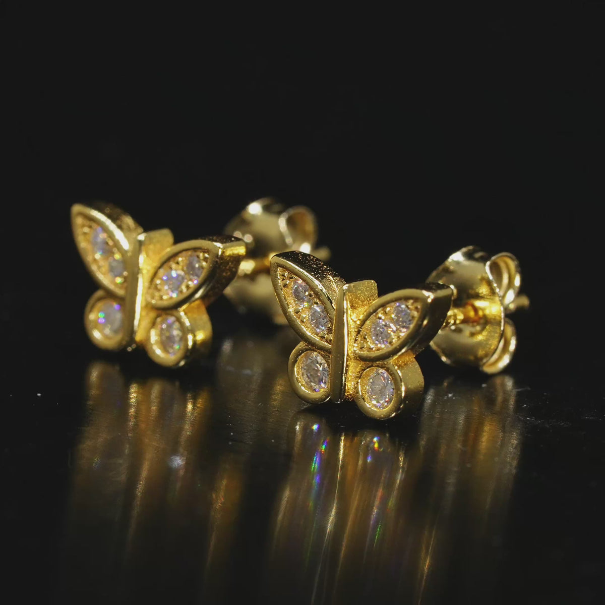 Cargar vídeo: Pantallas De Mariposa - 100% Moissanite (Dorado)