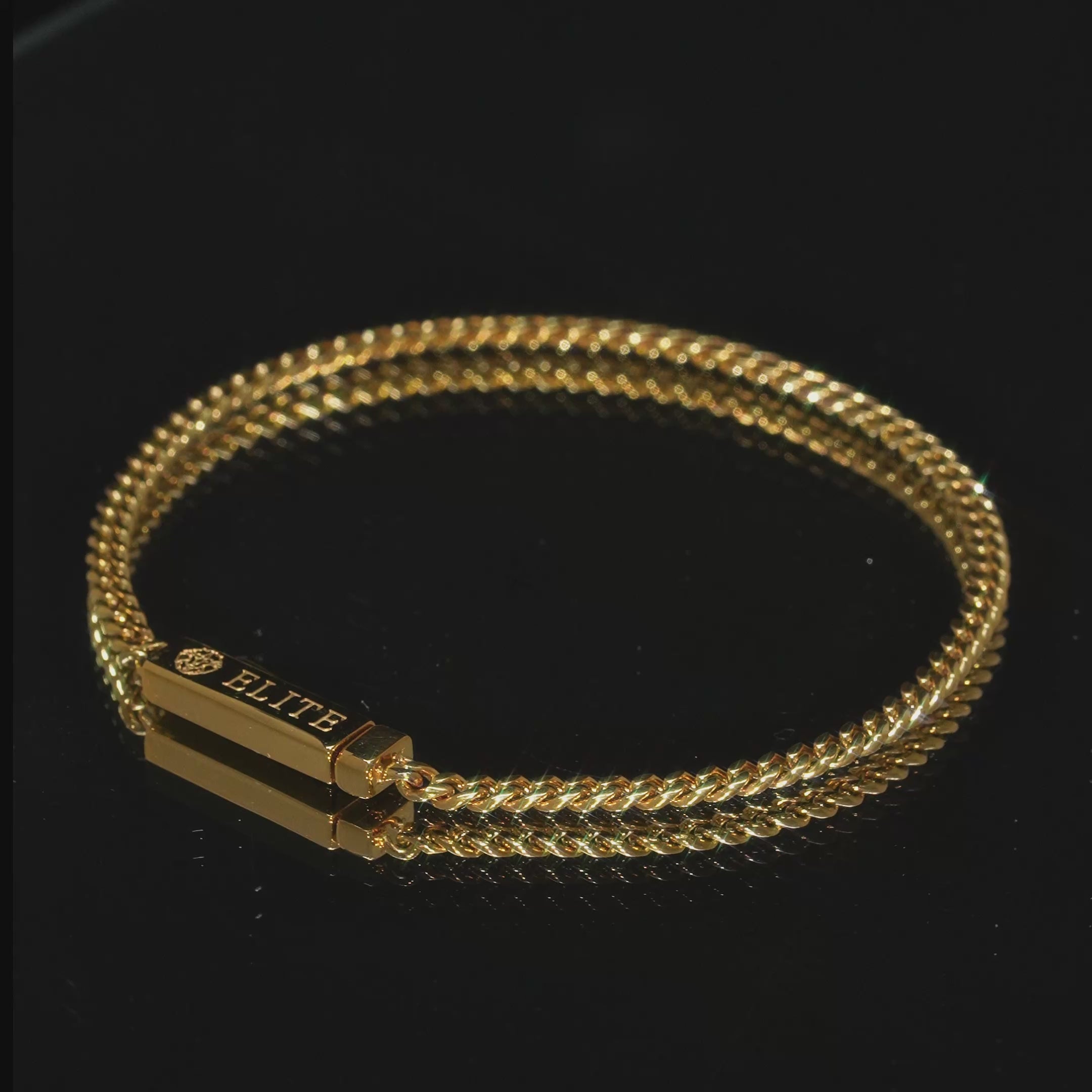 Cargar vídeo: Pulsera Cubana 3mm Dorada