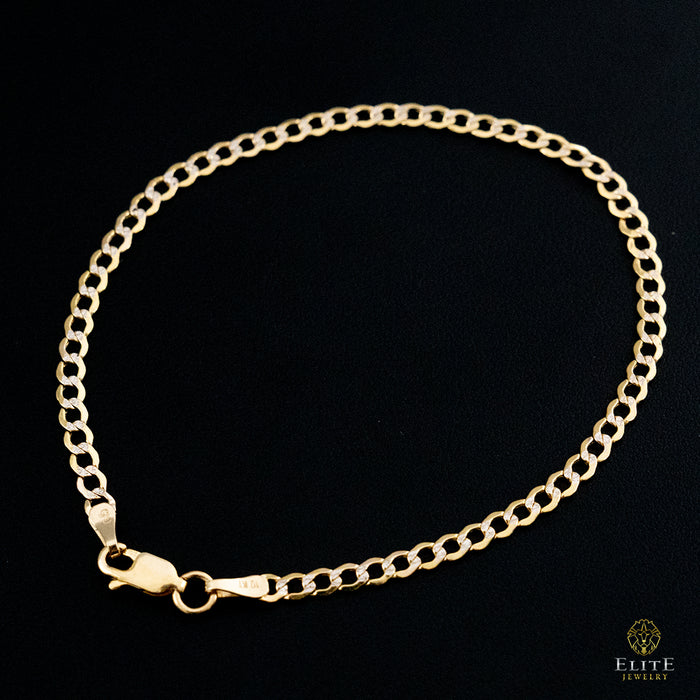 Pulsera Cubana Pave 3mm 10K Oro Real