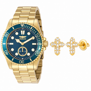 Set de hombre Invicta 49427 dorado y pantallas Cruz Delgada doradas