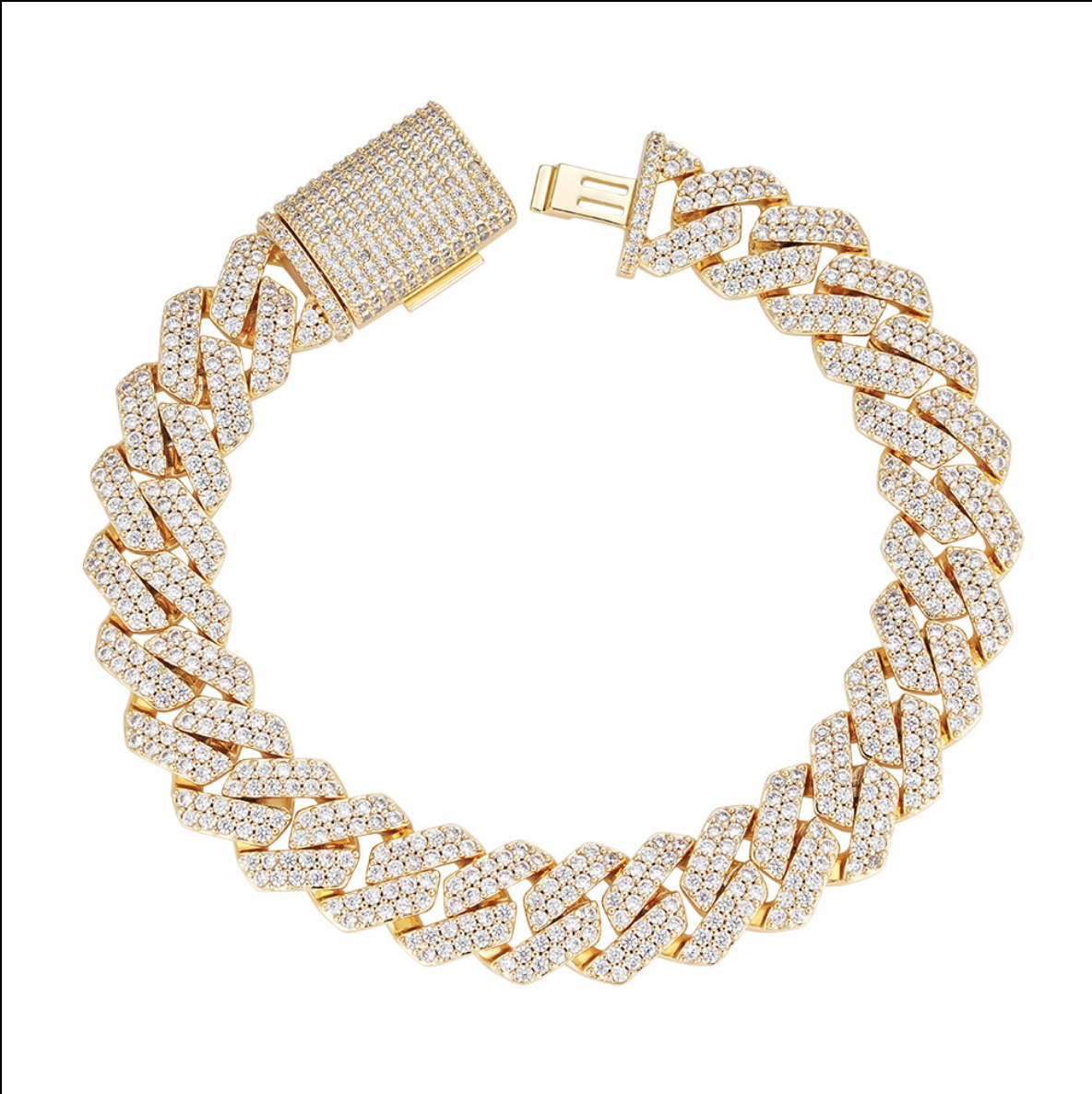 Oferta #85 – Set Cubana Cuadrada Full Iced 12mm (Cadena + Pulsera)