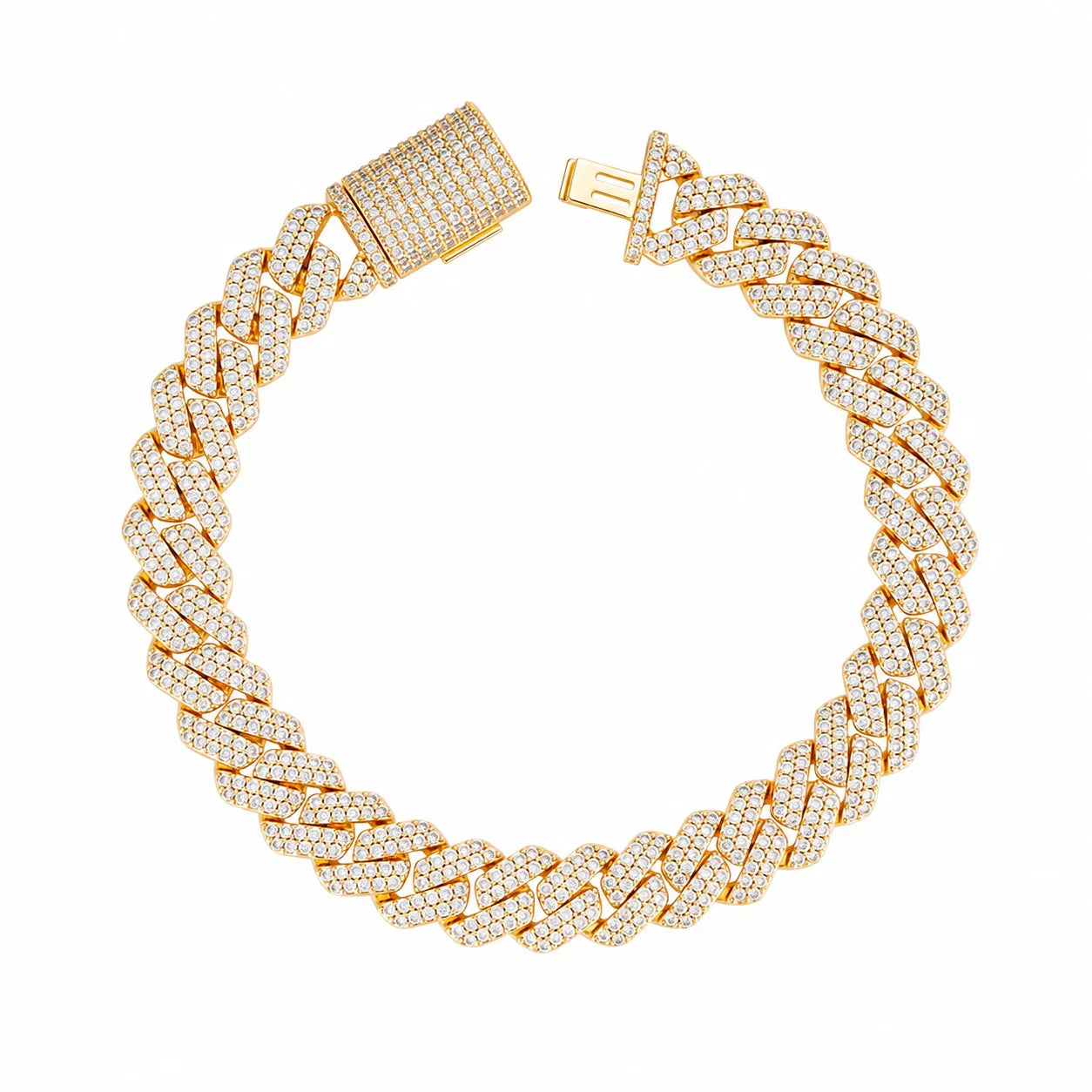 Oferta #84 – Set Cubana Cuadrada Full Iced 10mm (Cadena + Pulsera)