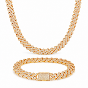 Oferta #73 – Set Cubana Cuadrada Full Iced 8mm (Cadena + Pulsera)