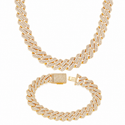 Oferta #85 – Set Cubana Cuadrada Full Iced 12mm (Cadena + Pulsera)