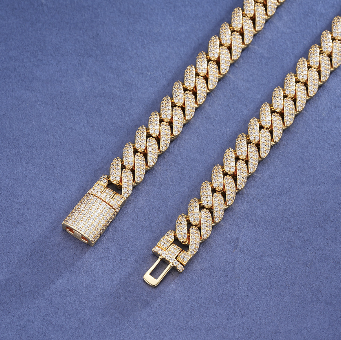 Oferta #75 – Set Cubana Iced Clásica 10mm (Cadena + Pulsera)