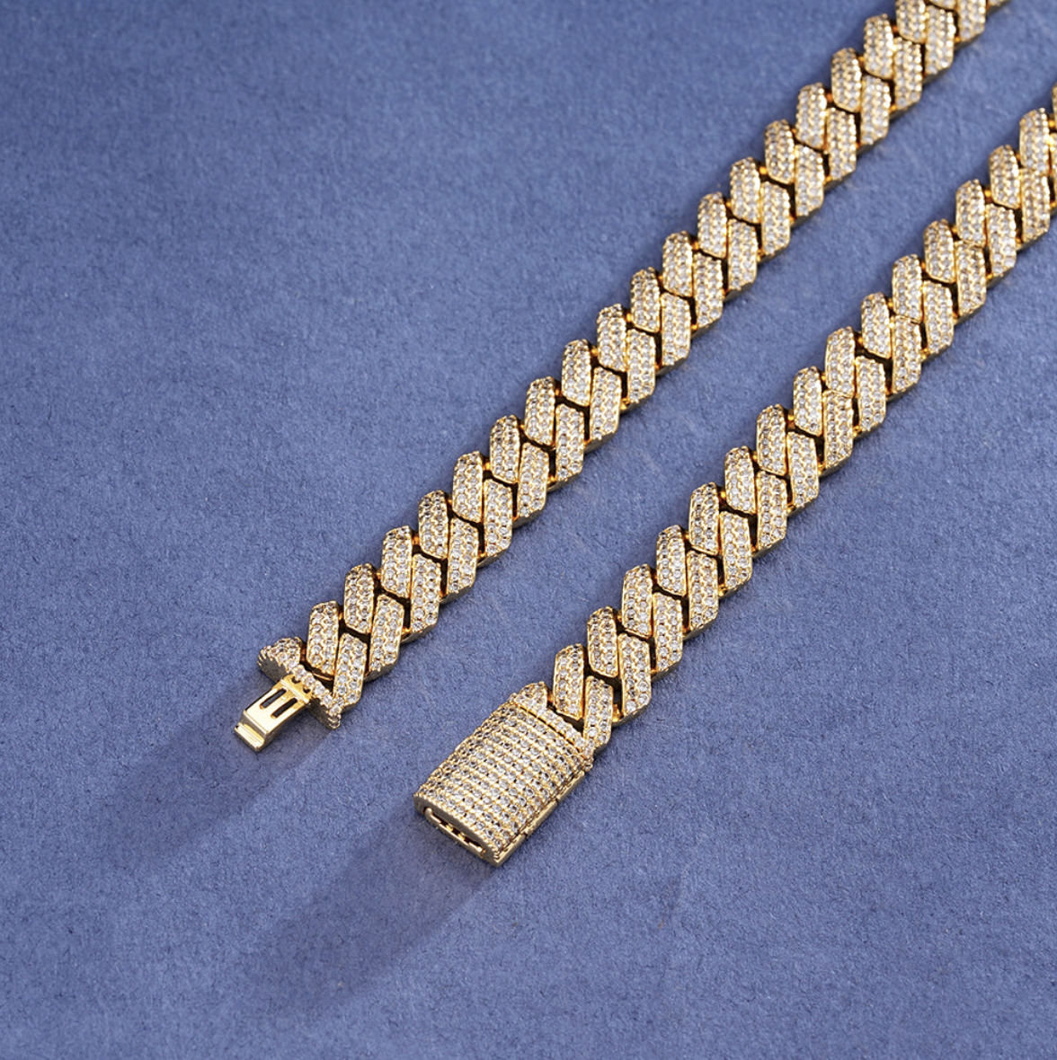 Oferta #73 – Set Cubana Cuadrada Full Iced 8mm (Cadena + Pulsera)