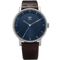 Adidas District_L1 Plata & Azul, Correa Marrón (Unisex)