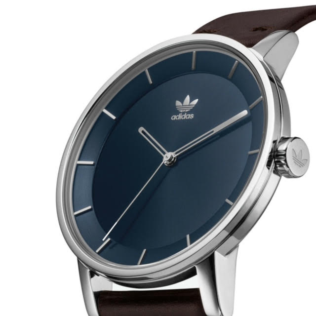 Adidas District_L1 Plata & Azul, Correa Marrón (Unisex)