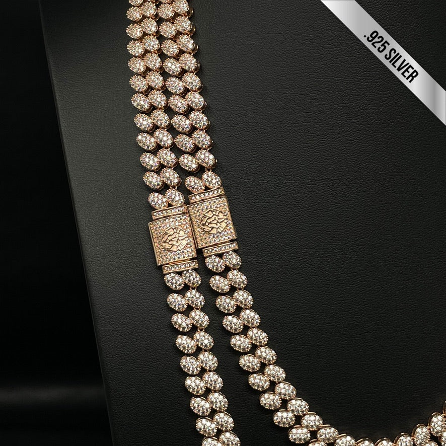 Cadena Bubble Diamond Prong 10MM Oro Rosado - Elite Jewelry Store 